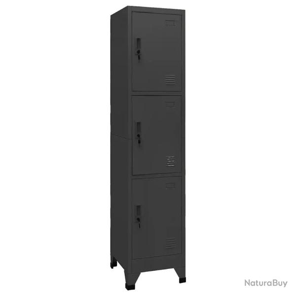 Armoire � casiers moderne rangement bureau 38 x 45 x 180 cm avec 3 portes verrouillables en acier a