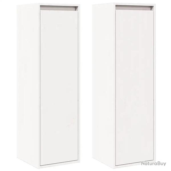 Lot de 2 armoires murales d�coratives pratico-pratiques 30 x 30 x 100 cm en bois de pin massif blan