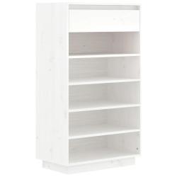 Armoire &agrave; chaussures blanche avec tiroirs 60 x 34 x 105 cm rangement pratique style moderne en bois