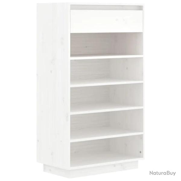 Armoire � chaussures blanche avec tiroirs 60 x 34 x 105 cm rangement pratique style moderne en bois