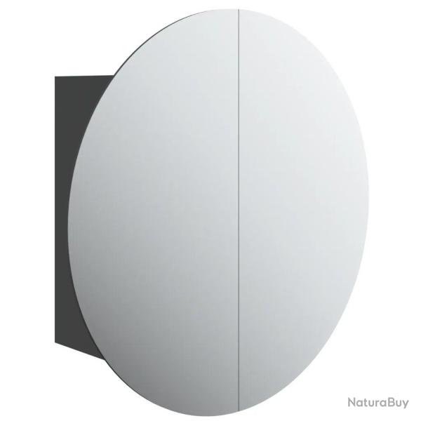 Armoire de salle de bain murale miroir rond avec LED 47 x 47 x 17 cm espace de rangement �l�gant en
