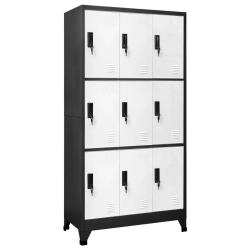 Armoire &agrave; casiers moderne rangement bureau 90 x 45 x 180 cm avec portes verrouillables en acier ant