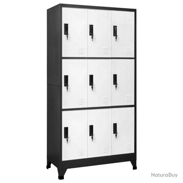 Armoire � casiers moderne rangement bureau 90 x 45 x 180 cm avec portes verrouillables en acier ant