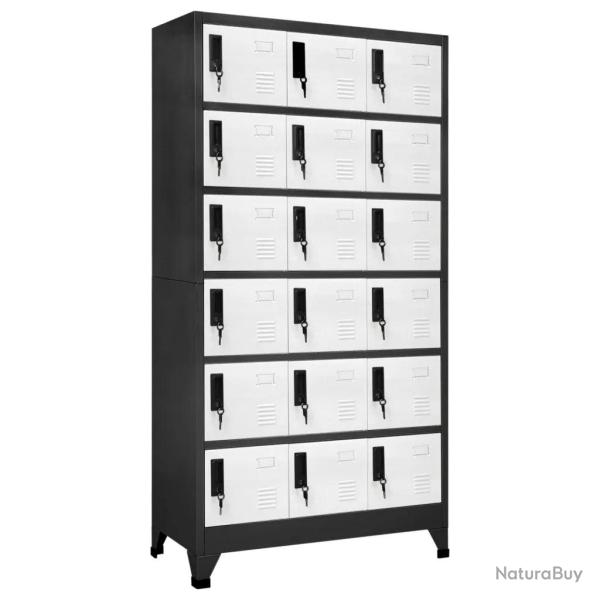 Armoire � casiers moderne avec portes verrouillables 90 x 40 x 180 cm en acier anthracite 02_0047042