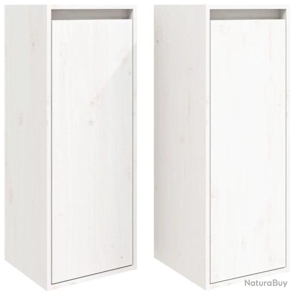 Lot de 2 armoires murales d�coratives pratiques 30 x 30 x 80 cm en bois de pin massif blanc 02_0048