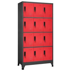 Armoire &agrave; casiers moderne avec porte verrouillable 90 x 45 x 180 cm en acier anthracite 02_0047028