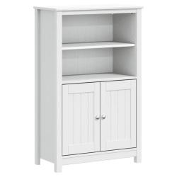 Armoire de salle de bain rustique avec 4 &eacute;tag&egrave;res et 2 portes 69,5 x 34 x 110 cm en pin massif blan
