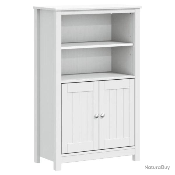 Armoire de salle de bain rustique avec 4 �tag�res et 2 portes 69,5 x 34 x 110 cm en pin massif blan