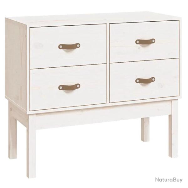 Armoire console blanche moderne 90 x 40 x 78 cm rangement pratique style rustique en bois de pin bl