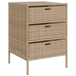 Armoire de rangement de jardin design moderne 55 x 59 x 80 cm avec 3 tiroirs en r&eacute;sine tress&eacute;e beig