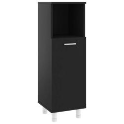 Armoire de salle de bain &eacute;l&eacute;gante avec rangement 30 x 30 x 95 cm en agglom&eacute;r&eacute; noir 02_0047720