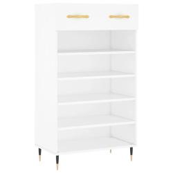 Armoire &agrave; chaussures design pratique rangement 60 x 35 x 105 cm en bois d'ing&eacute;nierie blanc 02_00487