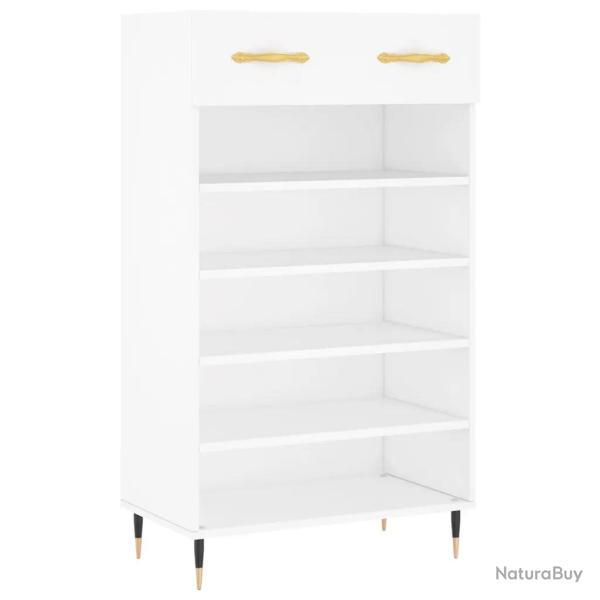 Armoire � chaussures design pratique rangement 60 x 35 x 105 cm en bois d'ing�nierie blanc 02_00487