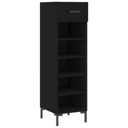 Armoire &agrave; chaussures noire 30 x 35 x 105 cm avec tiroir et pieds en fer style industriel en bois d'