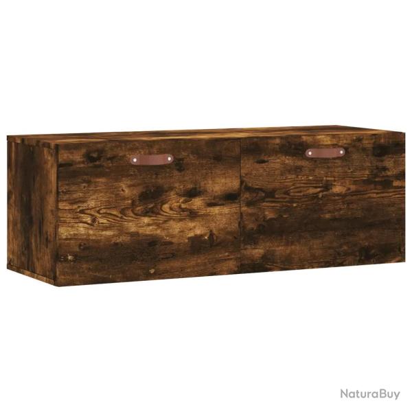 Armoire murale design moderne rangement pratique 100 x 36,5 x 35 cm en bois d'ing�nierie ch�ne fum�