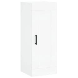 Armoire murale design &eacute;l&eacute;gant espace de rangement 34,5 x 34 x 90 cm en bois d'ing&eacute;nierie blanc 02_0