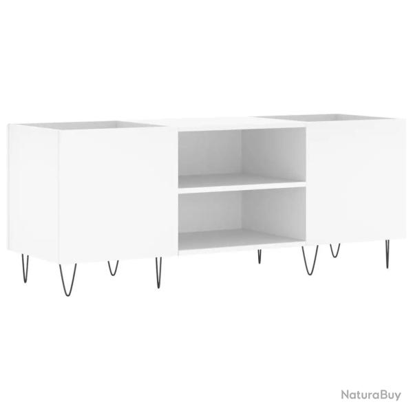 Armoire � disques pratique vintage salon 121 x 38 x 48 cm en bois d'ing�nierie blanc 02_0049090