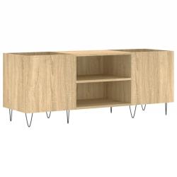 Armoire &agrave; disques vintage style industriel 121 x 38 x 48 cm rangement spacieux en bois d'ing&eacute;nierie