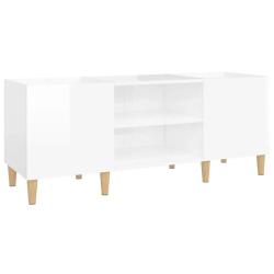 Armoire &agrave; disques classique rangement multidimensionnel 121 x 38 x 48 cm en bois d'ing&eacute;nierie blanc