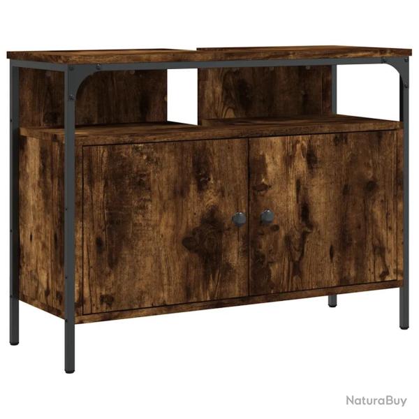 Armoire lavabo salle de bain compacte 80 x 30 x 60 cm avec grand espace de rangement design en bois