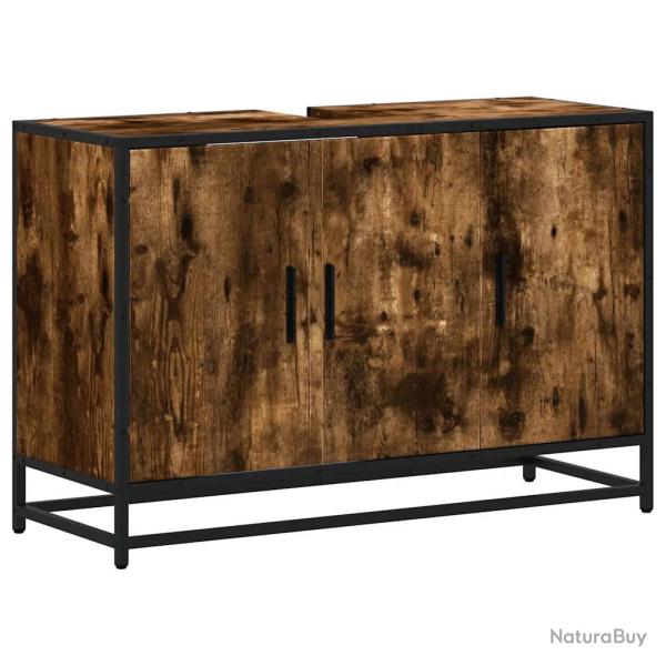 Armoire de lavabo r�tro �l�gante salle de bain 90 x 33 x 60 cm grand espace de rangement style indu