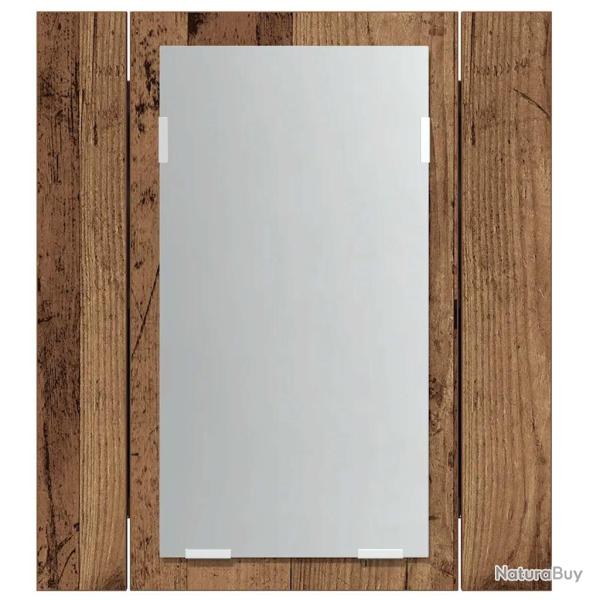 Armoire de salle de bain murale avec miroir LED 40 x 12 x 45 cm grand espace rangement en bois vieu