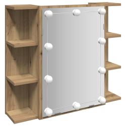 Armoire &agrave; miroir tendance LED 70 x 16,5 x 60 cm grand rangement salle de bain en bois d'ing&eacute;nierie