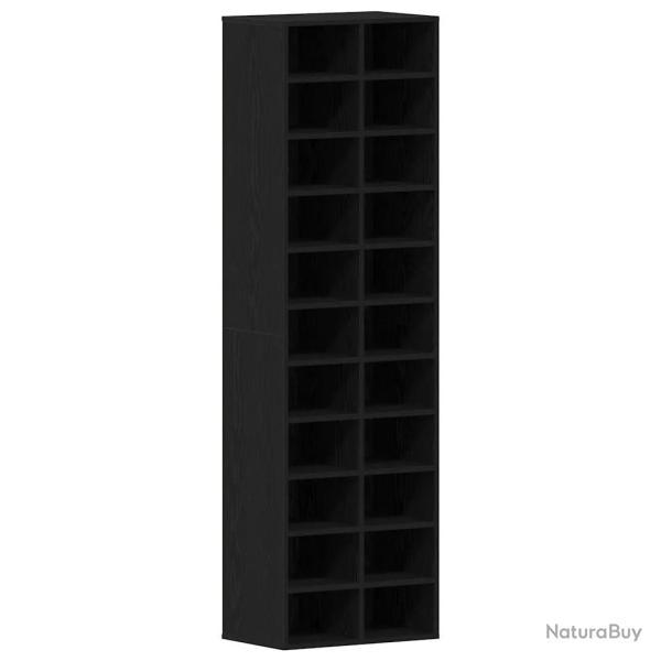 Armoire � chaussures design �pur�e minimaliste entr�e 54 x 34 x 183 cm en bois d'ing�nierie noir 02