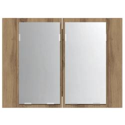 Armoire &agrave; miroir LED gain de place 60 x 12 x 45 cm design moderne salle de bain en bois ch&ecirc;ne artis