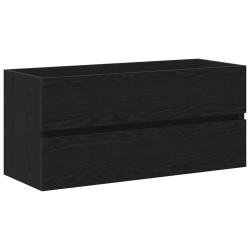Armoire d'&eacute;vier murale moderne salle de bain 100 x 38,5 x 45 cm rangement pratique en bois d'ing&eacute;ni