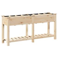 Cache-pot de jardin minimaliste avec &eacute;tag&egrave;re 161,5 x 45 x 76,5 cm style rustique en sapin beige 02_