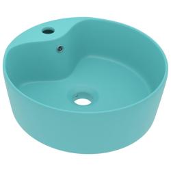 Lavabo de luxe avec trop-plein 36 x 13 cm c&eacute;ramique vert clair mat 02_0002777