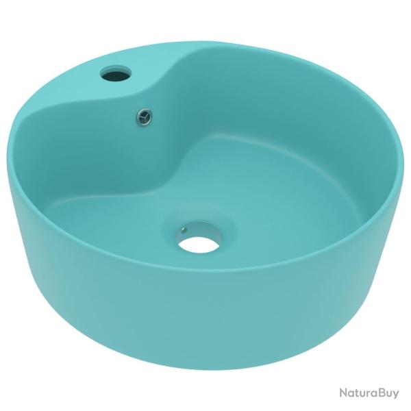 Lavabo de luxe avec trop-plein 36 x 13 cm c�ramique vert clair mat 02_0002777