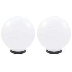 Lot de 2 lampes &agrave; LED sph&eacute;riques ext&eacute;rieur jardin 25 cm ambiance cosy en PMMA blanc 02_0045967