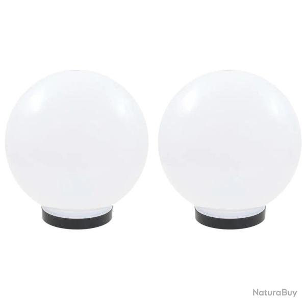Lot de 2 lampes � LED sph�riques ext�rieur jardin 25 cm ambiance cosy en PMMA blanc 02_0045967
