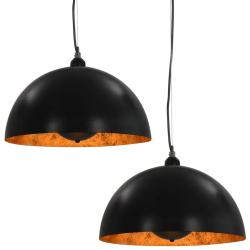 Lot de 2 plafonniers semi-sph&eacute;riques design &eacute;l&eacute;gant salon 40 x 20 cm en m&eacute;tal noir 02_0045978