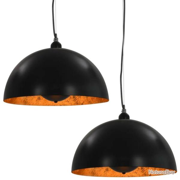 Lot de 2 plafonniers semi-sph�riques design �l�gant salon 40 x 20 cm en m�tal noir 02_0045978