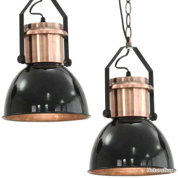 Lot de 2 plafonniers ronds modernes 23 x 36 cm design �pur� bureau salon en m�tal noir 02_0045976