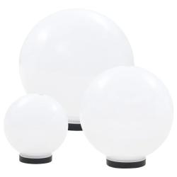 Lot de 3 lampes &agrave; LED d&eacute;coratives sph&eacute;riques 20 x 30 x 40 cm ambiance cosy en PMMA blanc 02_0045971