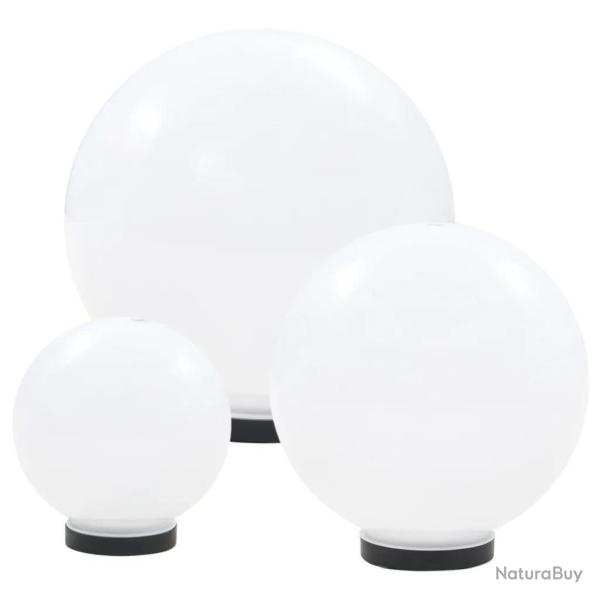Lot de 3 lampes � LED d�coratives sph�riques 20 x 30 x 40 cm ambiance cosy en PMMA blanc 02_0045971