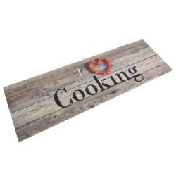 Tapis de cuisine lavable doux design &eacute;l&eacute;gant anti-d&eacute;rapant 180 x 60 cm en velours gris 02_0046039