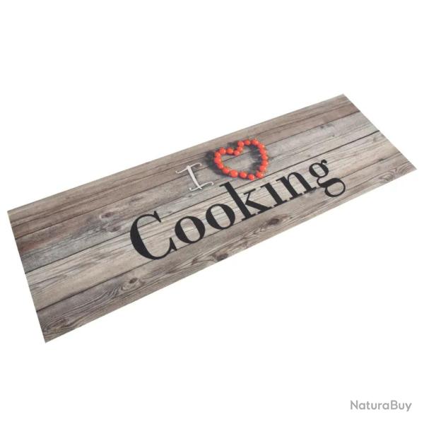 Tapis de cuisine lavable doux design �l�gant anti-d�rapant 180 x 60 cm en velours gris 02_0046039
