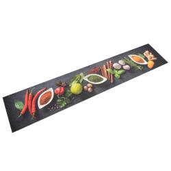 Tapis de cuisine lavable impression d'&eacute;pices 60 x 300 cm antid&eacute;rapant doux ambiance cosy en velours