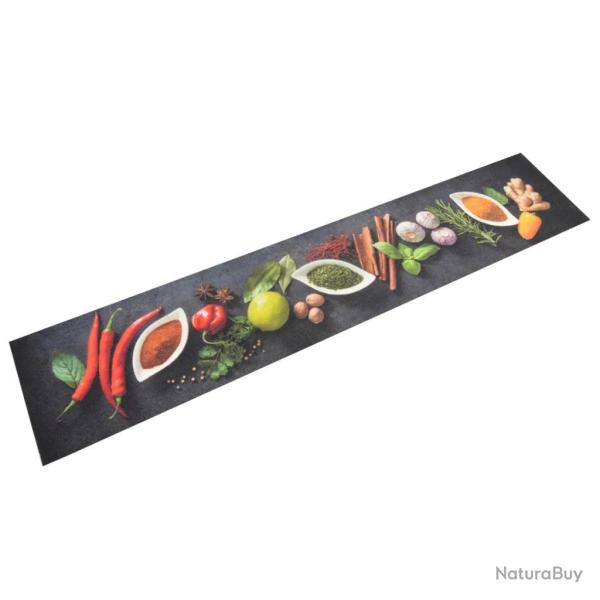 Tapis de cuisine lavable impression d'�pices 60 x 300 cm antid�rapant doux ambiance cosy en velours
