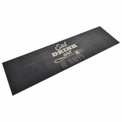 Tapis de cuisine design moderne lavable 150 x 45 cm usage int&eacute;rieur antid&eacute;rapant en velours noir 02
