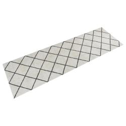 Tapis de cuisine lavable design &eacute;l&eacute;gant motif carr&eacute; 180 x 60 cm flexible en velours bleu 02_0046060