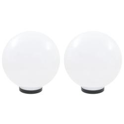 Lot de 2 lampes &agrave; LED sph&eacute;riques 30 cm &eacute;clairage d&eacute;coratif jardin patio ambiance cosy en PMMA blanc