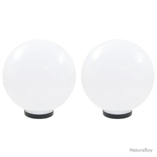 Lot de 2 lampes � LED sph�riques 30 cm �clairage d�coratif jardin patio ambiance cosy en PMMA blanc