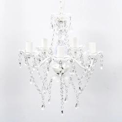 Lustre 5 ampoules classique design chambre salon salle &agrave; manger 40 x 40 x 80 cm en verre artificiel