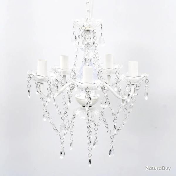 Lustre 5 ampoules classique design chambre salon salle � manger 40 x 40 x 80 cm en verre artificiel